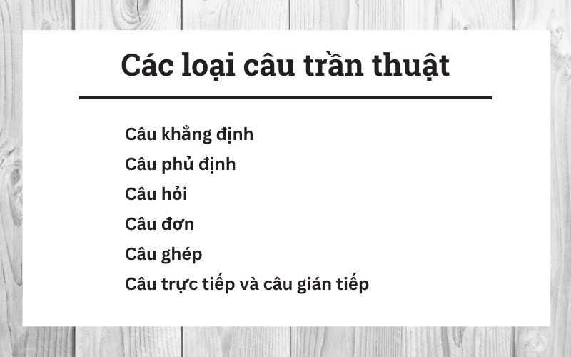 Các loại câu trần thuật tiếng Anh