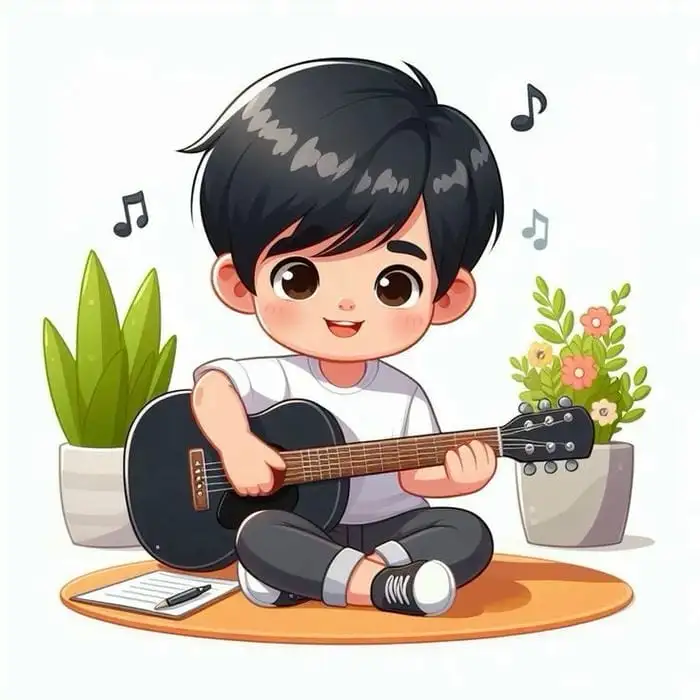 hình ảnh chibi nam đánh đàn