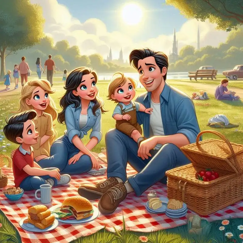 hình ảnh gia đình 5 người cute picnic