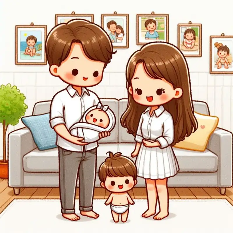 ảnh gia đình 4 người chibi đáng yêu