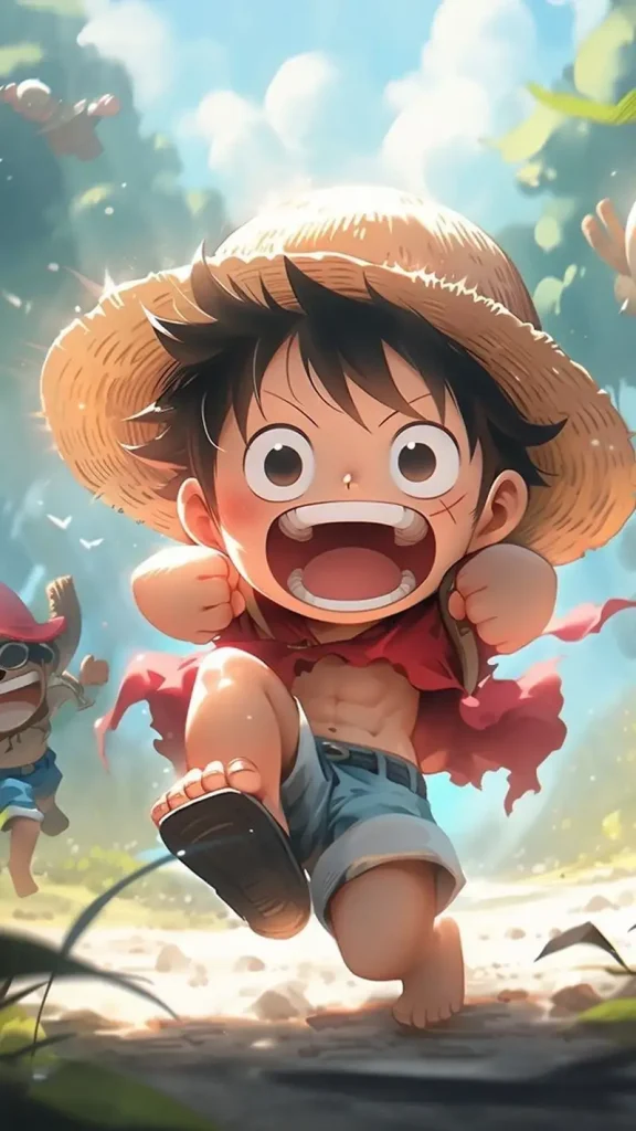 luffy chibi ngầu chạy mất dép