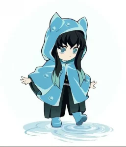 ảnh muichirou chibi cute mặc áo mưa