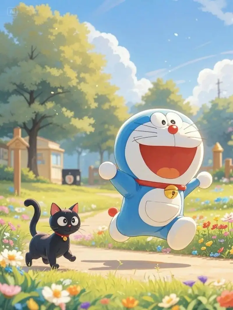 doraemon chibi chạy nhảy