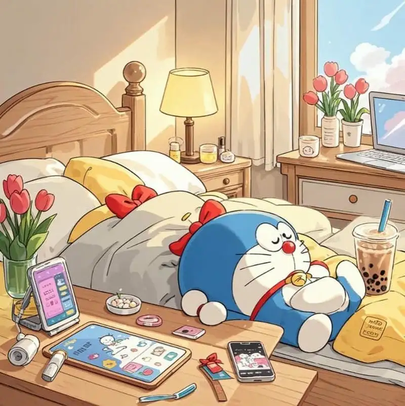 vẽ doraemon ngủ chibi 