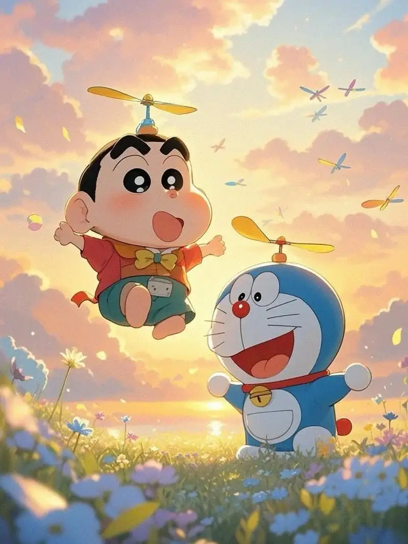 ảnh doraemon và cu sin chibi 