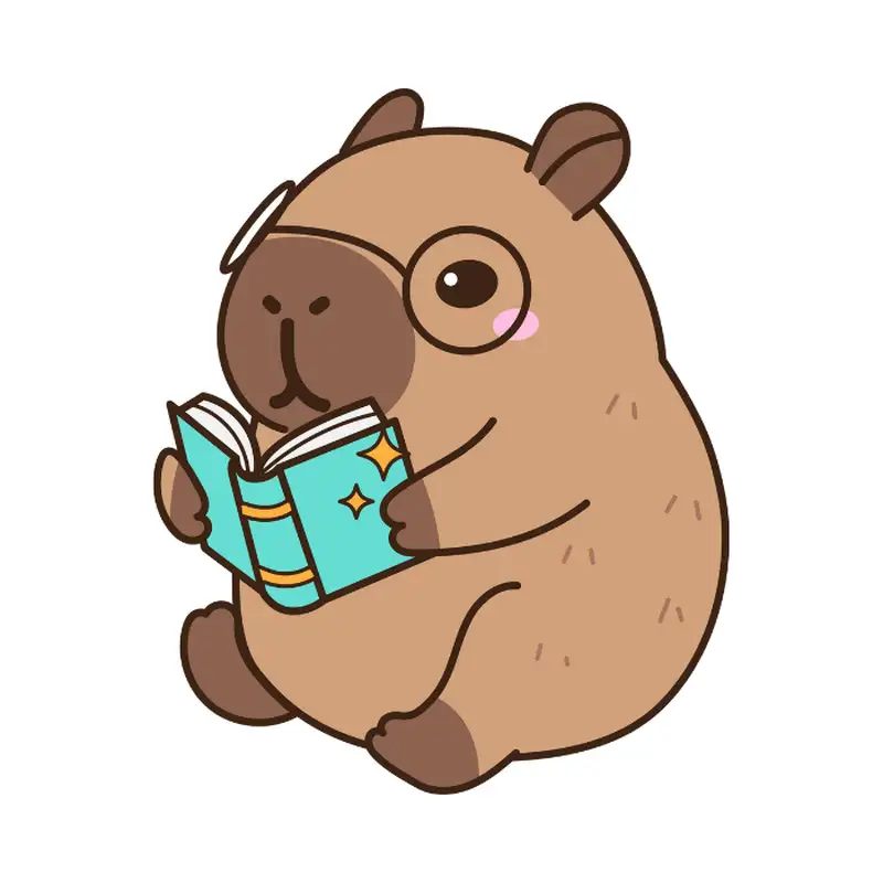 capybara chibi chăm chỉ đọc sách