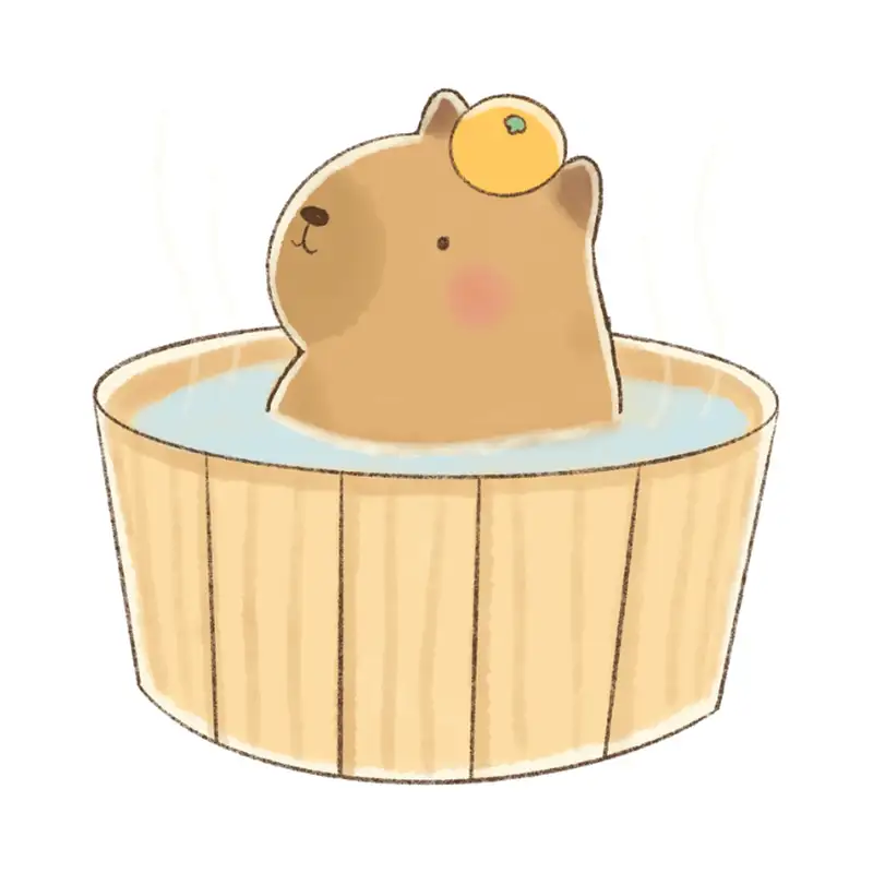 hình ảnh capybara cute chibi đang tắm