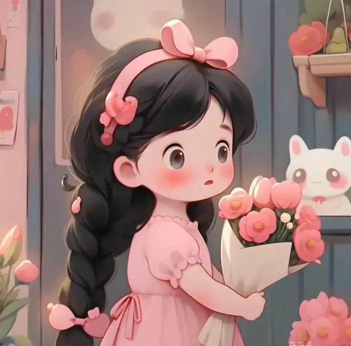 hình ảnh chibi nữ cute màu hồng độc thân