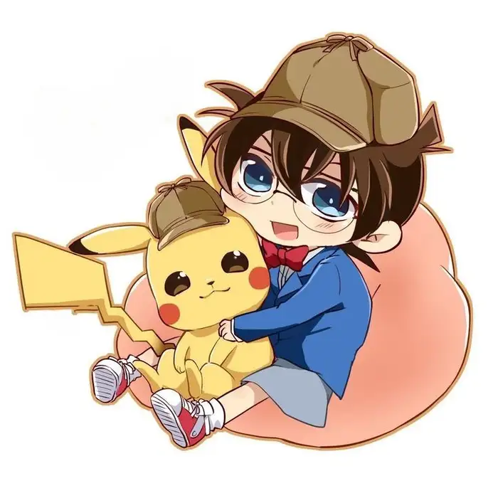 hình conan cute và pikachu