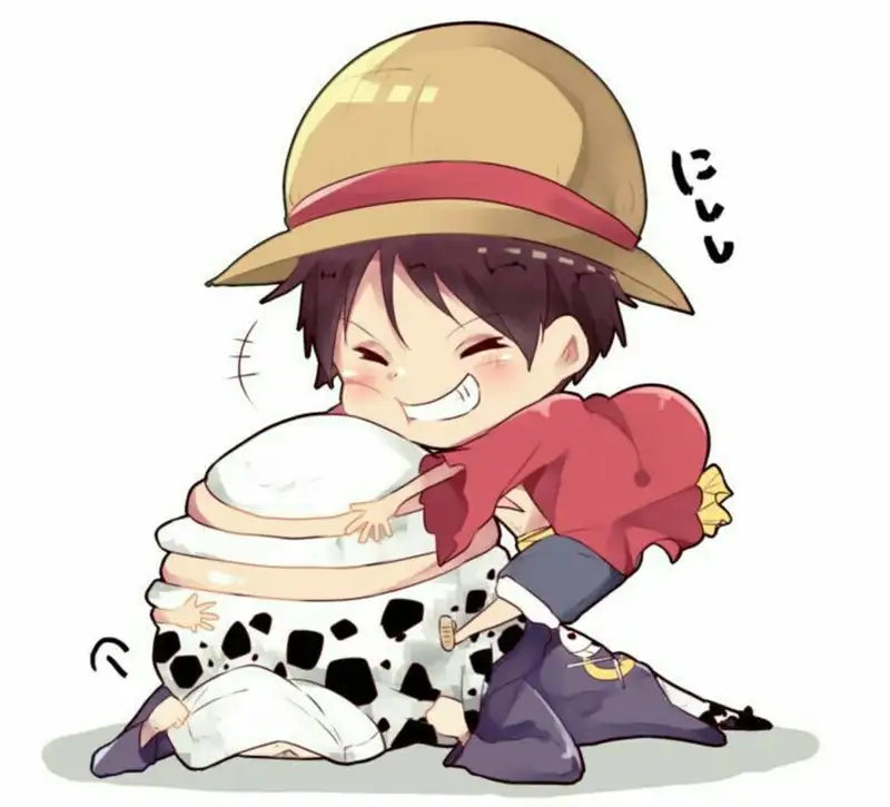 tải ảnh luffy ôm bò sữa cute 