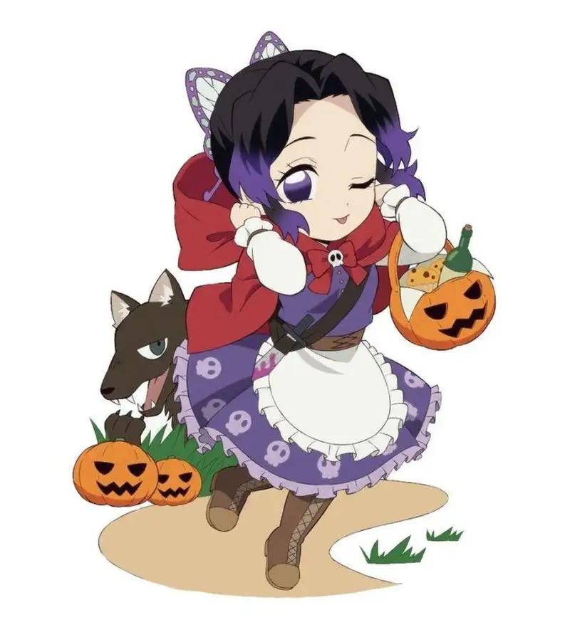 hình shinobu đón halloween chibi