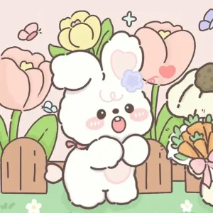 cute thỏ chibi tặng cà rốt