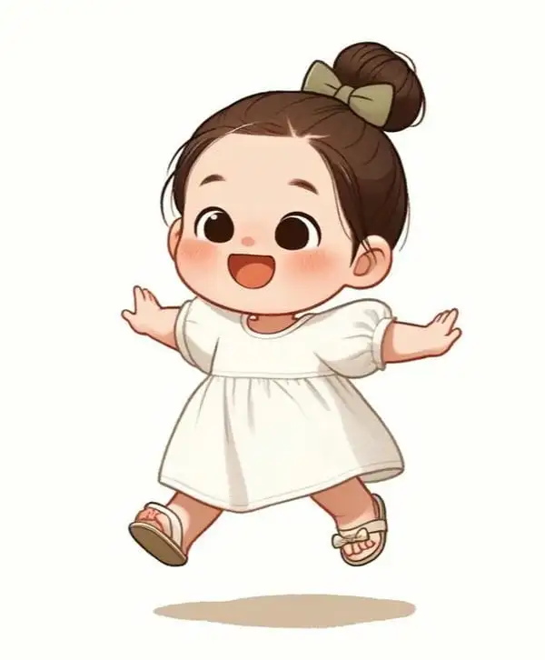 hình chibi bé gái chạy dễ thương