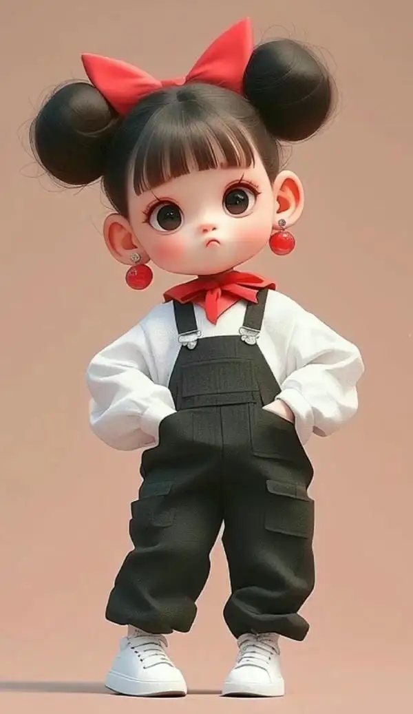 mẫu chibi bé gái chống nạnh