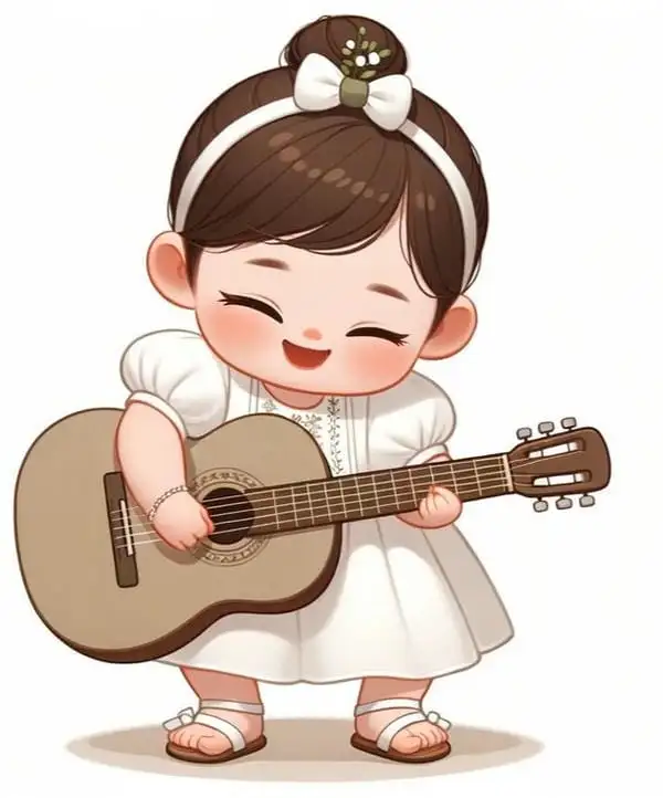 chibi bé gái đánh đàn