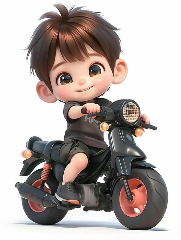 chibi bé trai ngầu lái moto