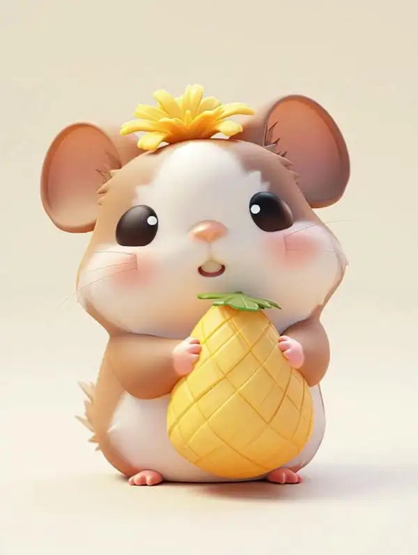 chuột hamster chibi ăn dứa