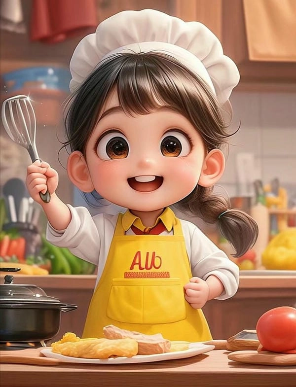 Chibi cô gái làm đầu bếp