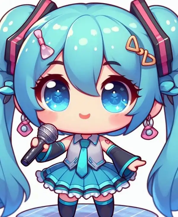 miku chibi biểu diễn cute