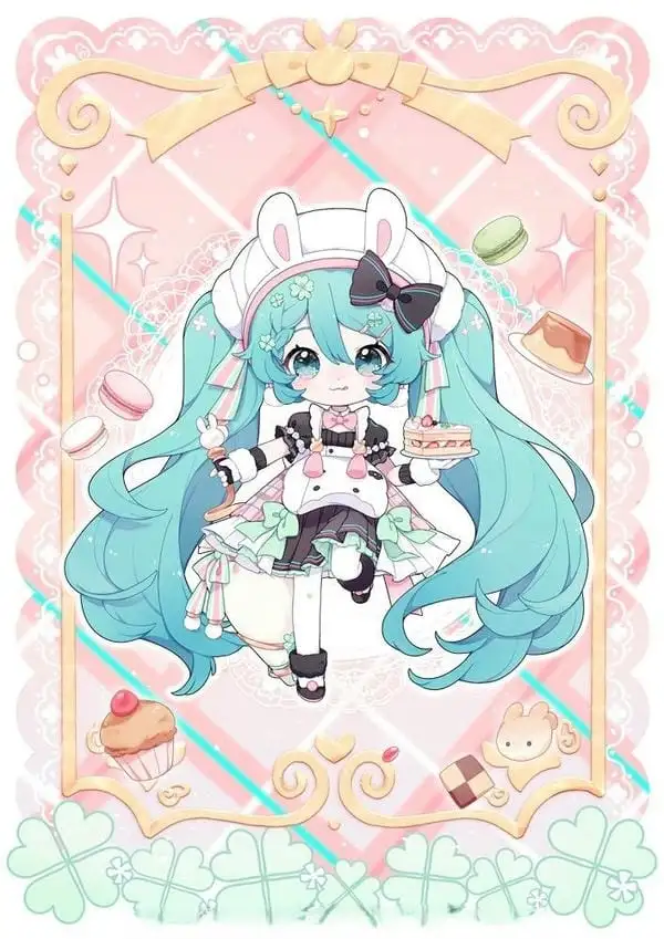 ảnh miku chibi mặc bộ hầu gái