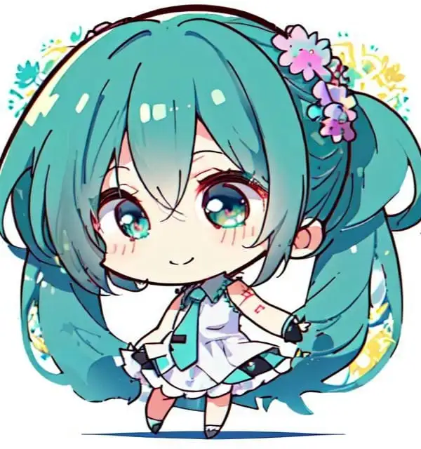 miku chibi mặc váy cute