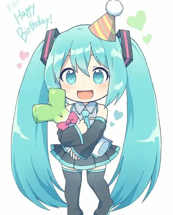 chibi anime miku ôm cây hành