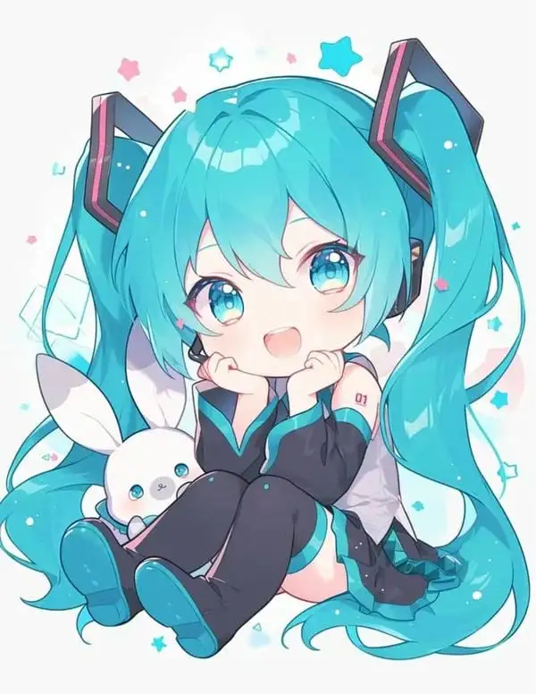 hatsune miku ngồi hóng hớt chibi