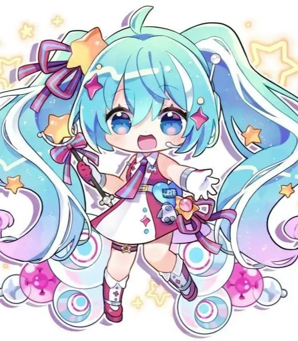 ảnh miku chibi cầm gậy ngôi sao