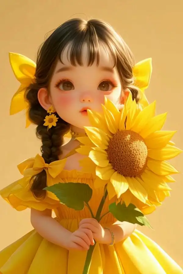 hình nền hoa hướng dương chibi cute