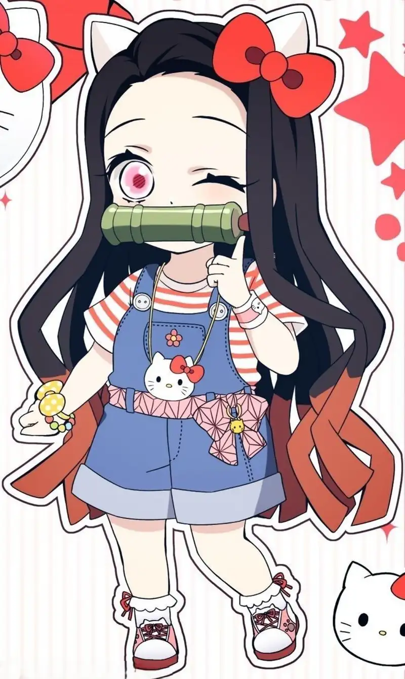 ảnh nezuko mặc áo yếm chibi