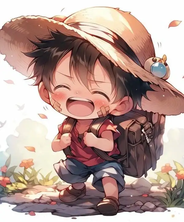 hình ảnh one piece luffy lao động chibi