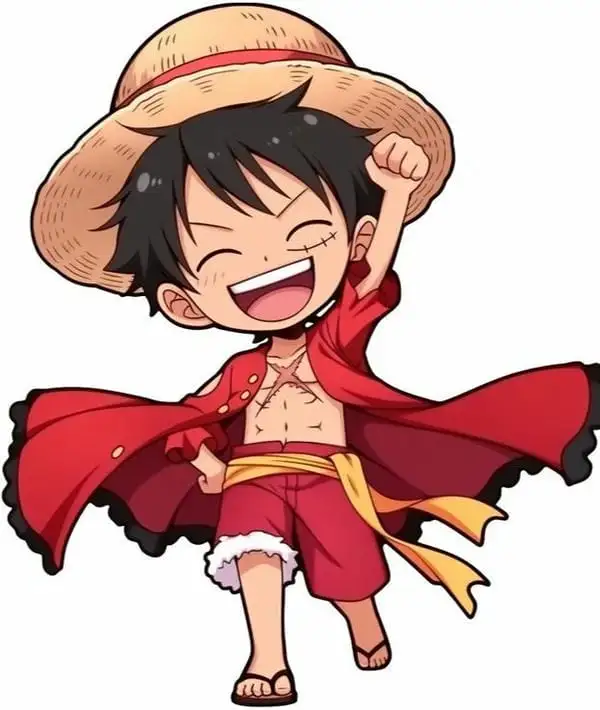 ảnh one piece luffy chibi cười tươi