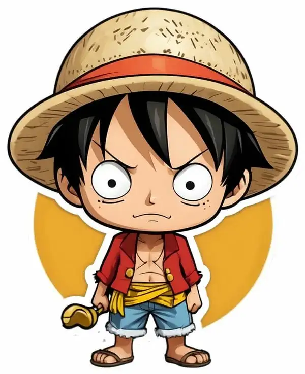 hình ảnh one piece luffy trợn mắt chibi