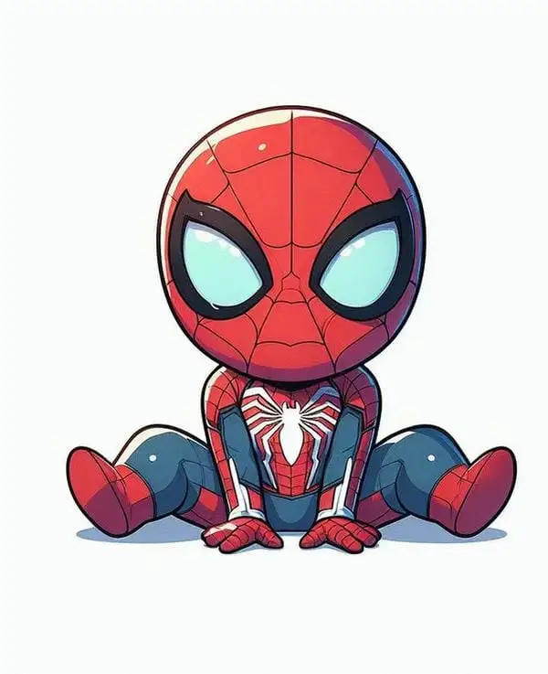 spiderman đang ngồi chibi cute