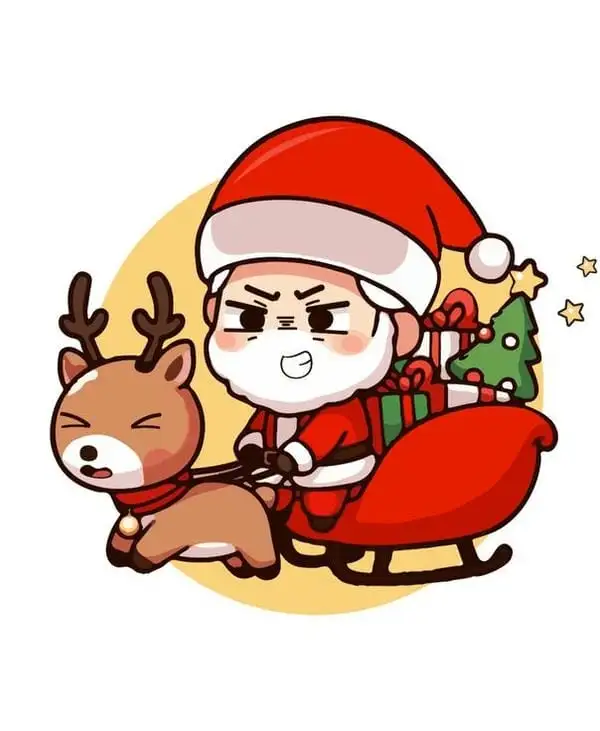 tuần lộc và ông già noel chibi