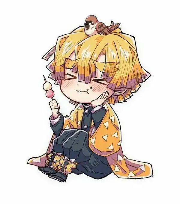 zenitsu anime chibi ăn xiên que