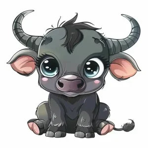 hình con trâu làm nũng chibi