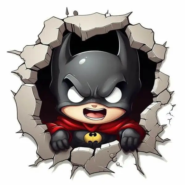 batman chibi đập tường