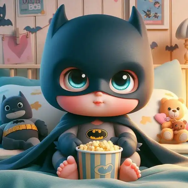 batman ăn bỏng ngô chibi cute