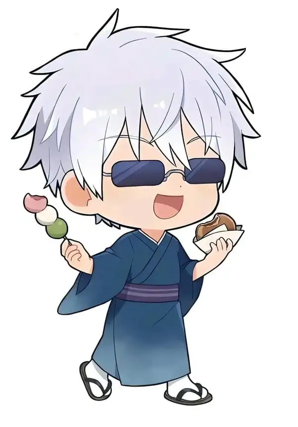 gojo satoru chibi đang ăn