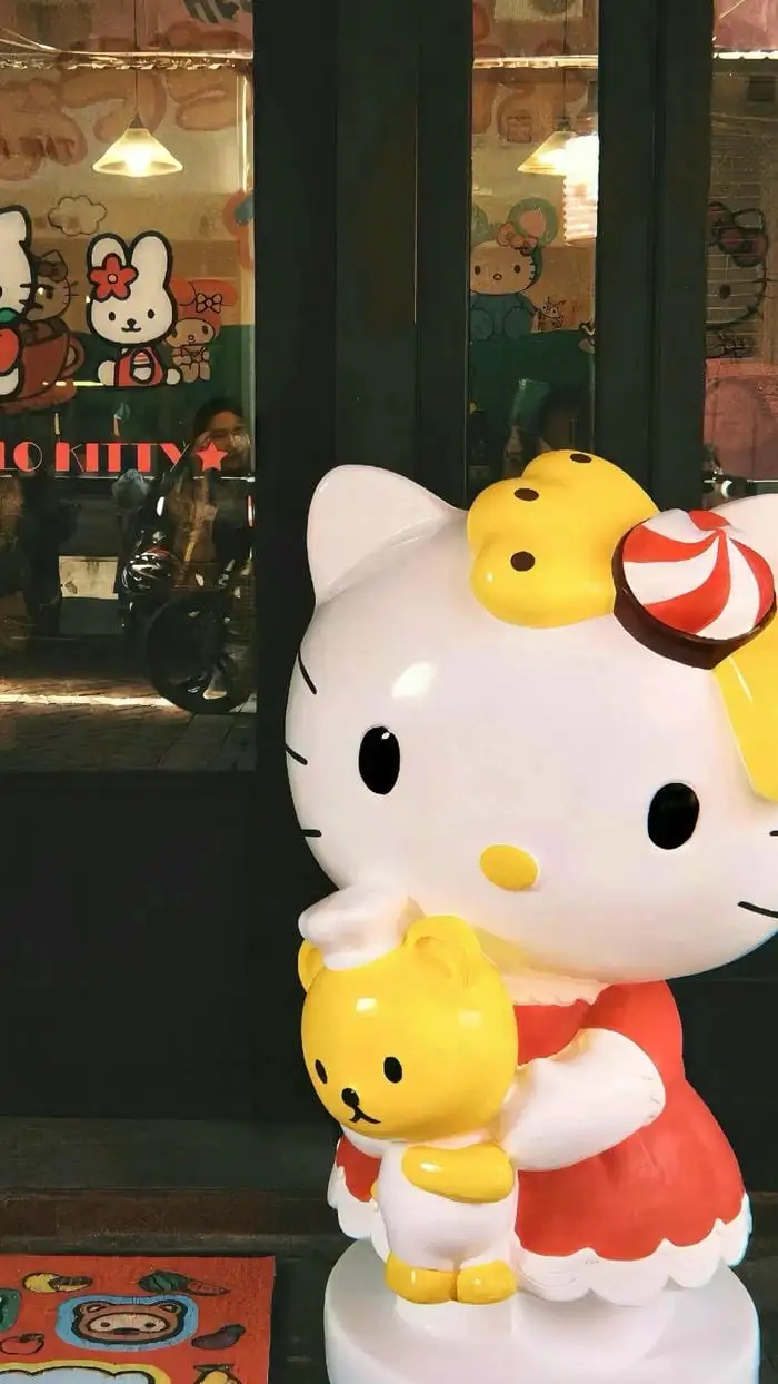 ảnh nền hello kitty ôm gấu cho điện thoại 