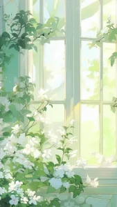 hình nền điện thoại hoa nhài bên của sổ đẹp