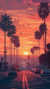 hình nền điện thoại bầu trời hoàng hôn trên đường