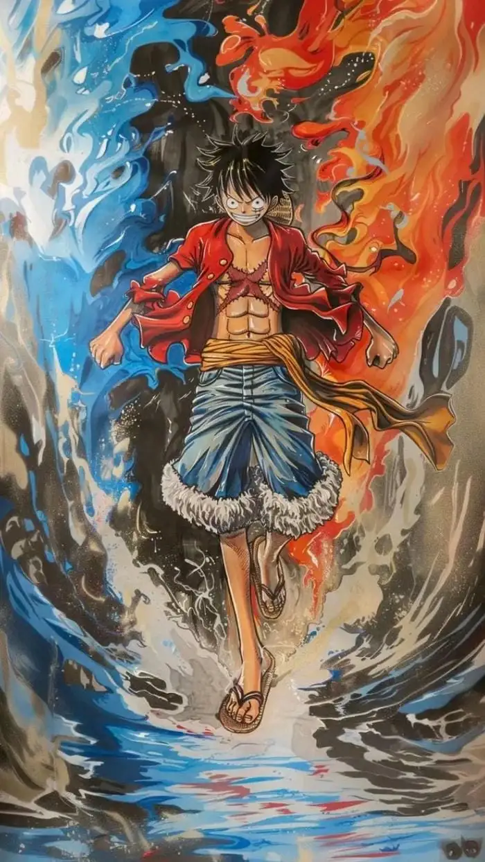 ảnh nền điện thoại luffy nước và lửa