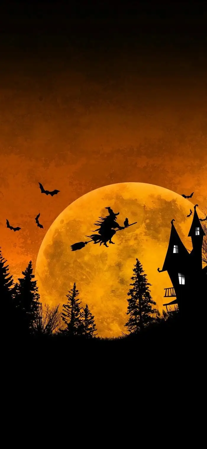 hình nền halloween phù thủy dễ thương