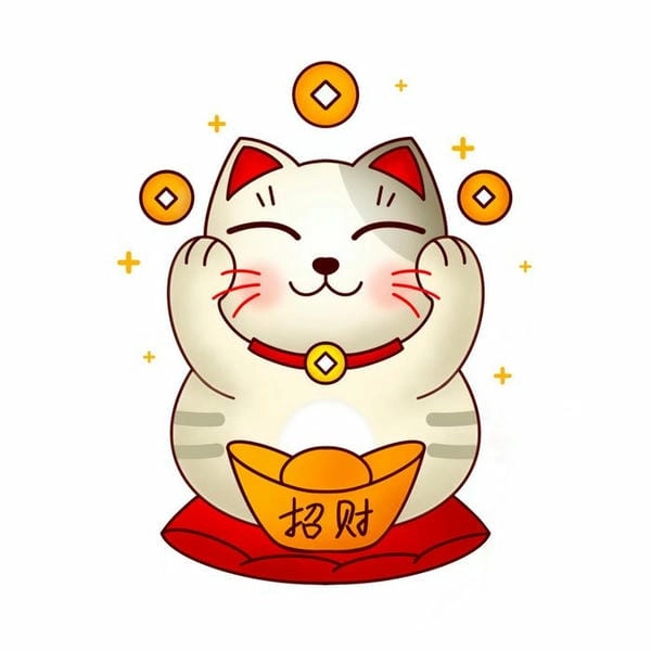 avatar mèo thần tài chibi phát lộc