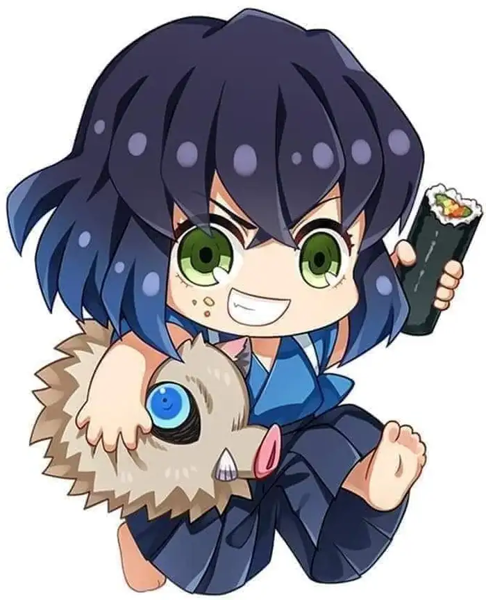 ảnh inosuke ăn kim bap chibi