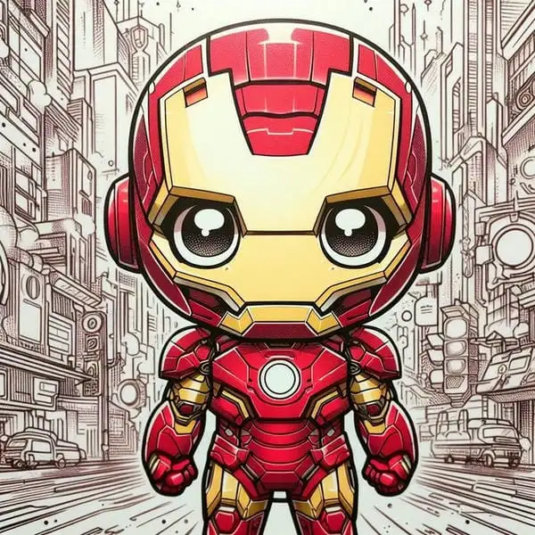 hình iron man chibi vẽ tay