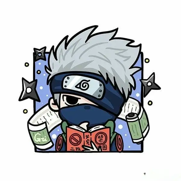 kakashi chibi cute đọc sách lúc đêm khuya