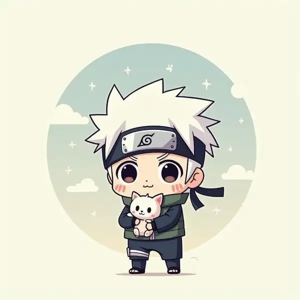 chibi kakashi ôm mèo